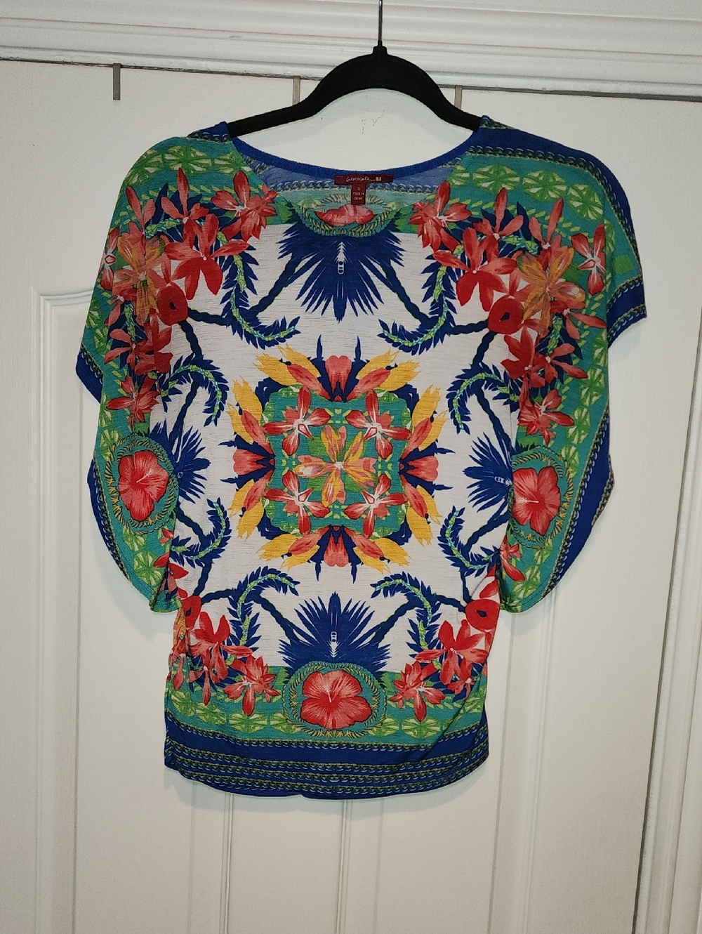 Vintage Silvergate Multicolor Tropical Floral Dolman Top, Sz. Small